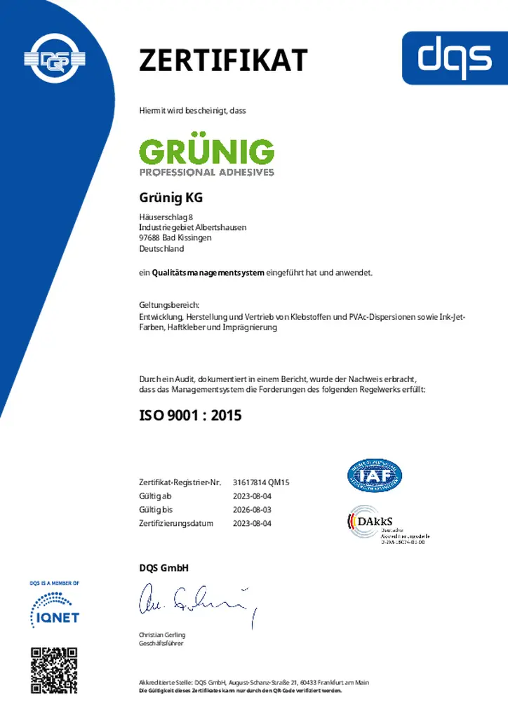 ISO 9001:2015 Zertifikat